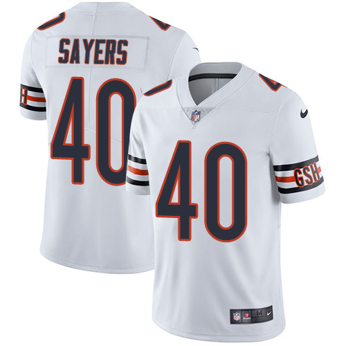 Nike Bears #40 Gale Sayers White Men's Stitched NFL Vapor Untouchable Limited Jersey - Click Image to Close